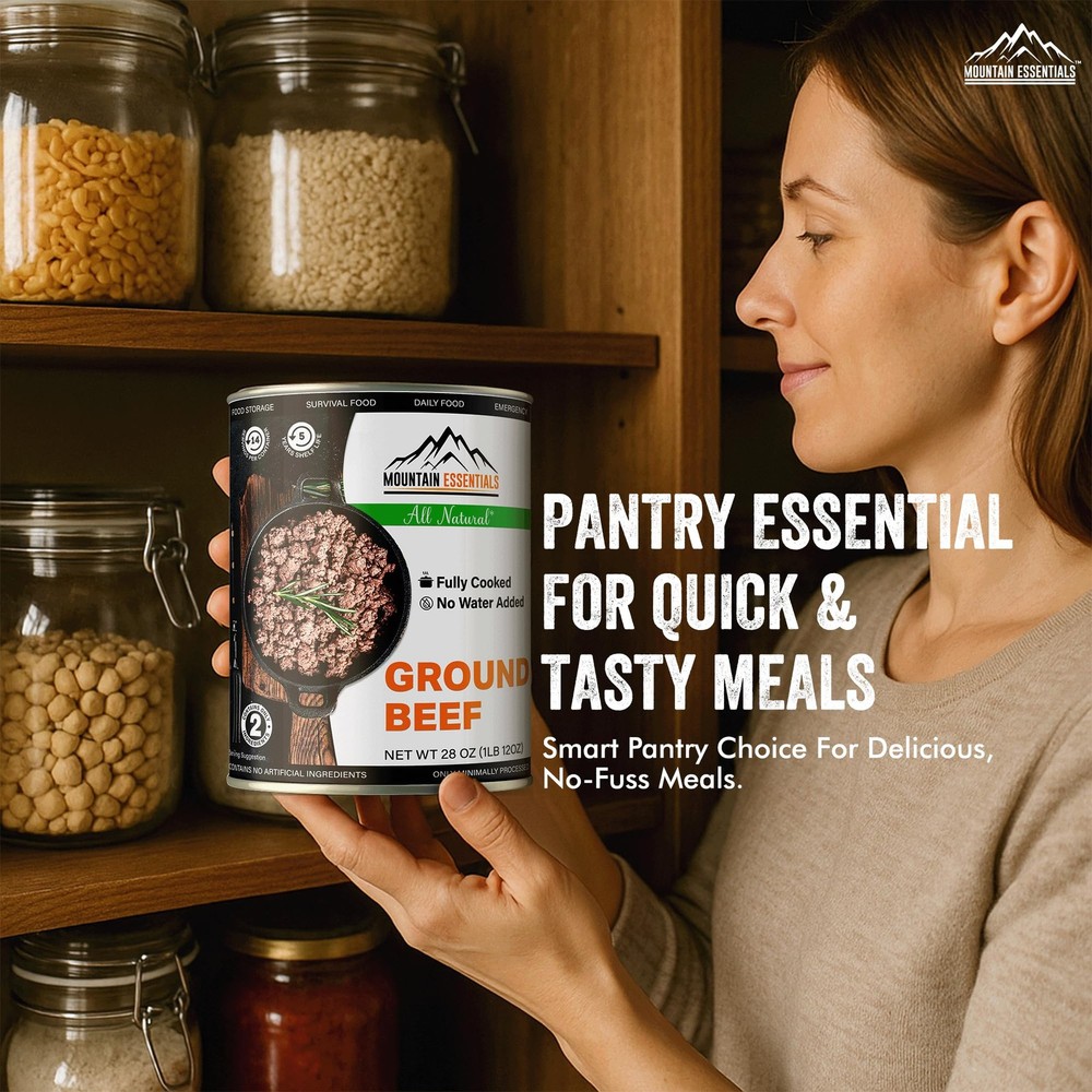 MOUNTAIN ESSENTIALS All Natural Canned Ground Beef 28 Oz – Fully