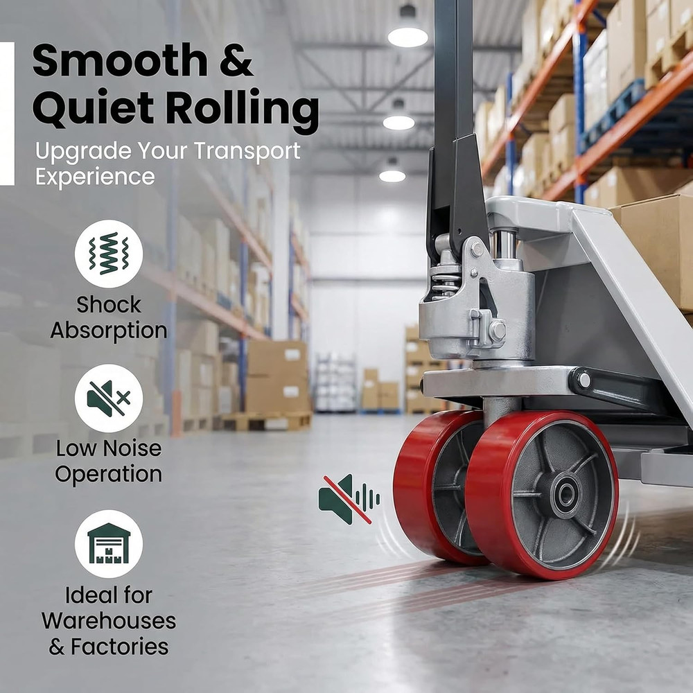 Pallet Jack Wheels Replacement Kit - Complete Set with 7" X 2" Steer & 3" X 3.75