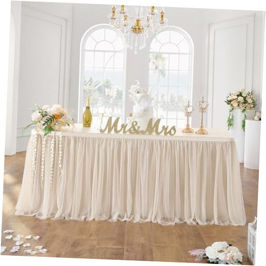 72inch Gold Tulle Table Skirts for Rectangle 72" x 30" (Rectangular) Champagne