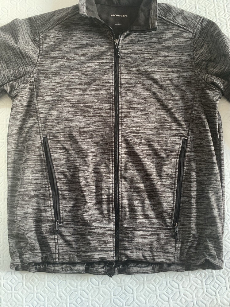 Black Sport-Tek PosiCharge Soft Shell Jacket, Full Zip, Heather, Size Large