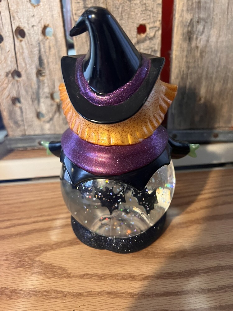 Halloween Witch Snowglobe - Bats Flying Lights Up With Different Colors Untested