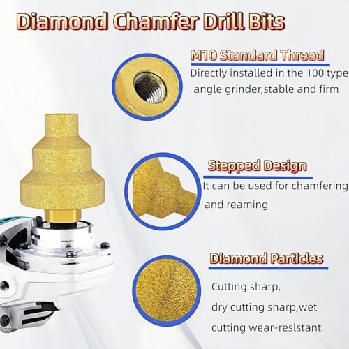 Diamond Step Drill Bit Set (20mm/35mm/50mm) - M10 Thread Hole Opener for Tile,