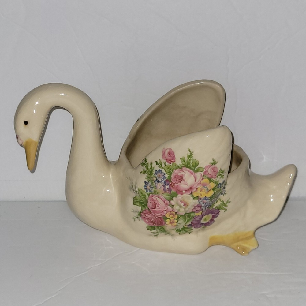 Swan Planter St Michael Marks Spencer Transfer Ware Ceramic