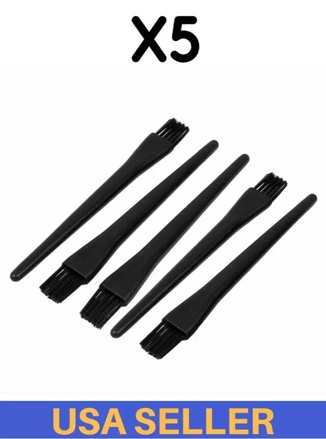5 Pcs Black Plastic Straight Handle Computer PC Vents Anti Static ESD Dust Brush
