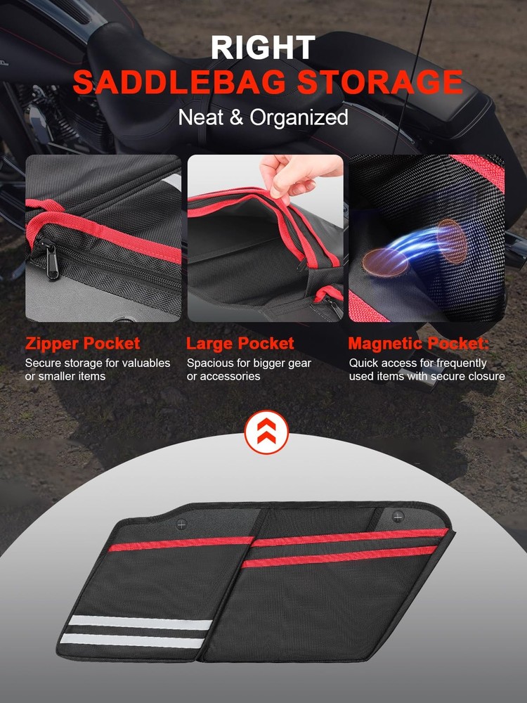2-Pack Motorcycle Saddlebag Organizer with 2014-2025 Harley Davidson Touring ...