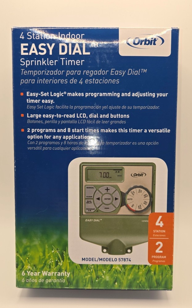 Orbit 4 Station Indoor Easy Dial Sprinkler Timer MODEL 57874 - Tested