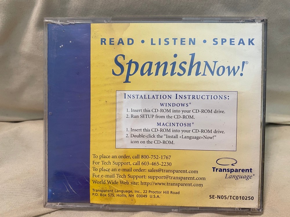 Transparent Language Spanish Now! CD ROM 2 Disk Lot