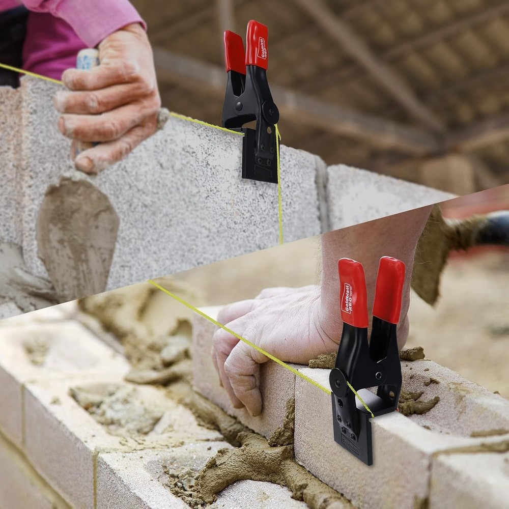 4Pcs Mason Line Clamps & String Line Rolls Concrete Tool Wall Blocks Alignment