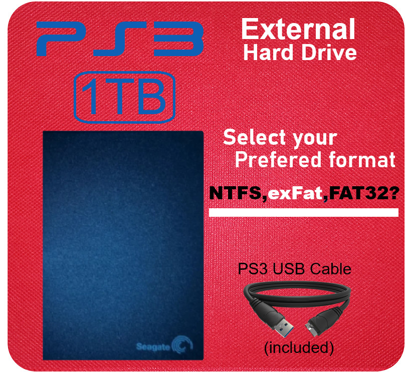 PS3 1tb External Hard Drive for Custom Firmware Select Format for all models
