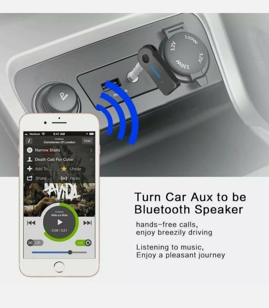 Wireless bluetooth car receiver audio aux adapter