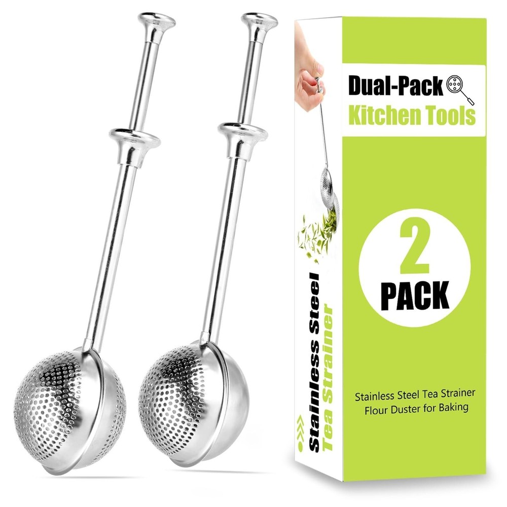 Stainless Steel 2-pack Tea Infuser Flour Duster for Bread Baking Set - Full-...