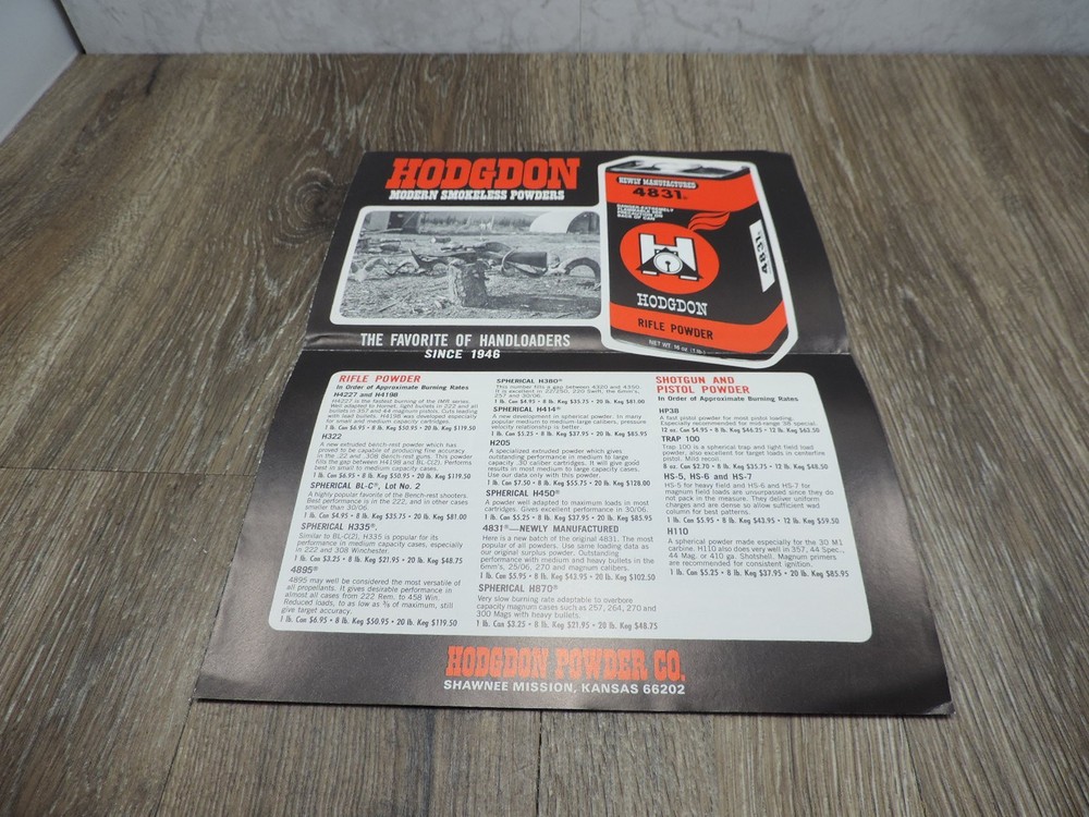 Hodgdon Advertising Pamphlet
