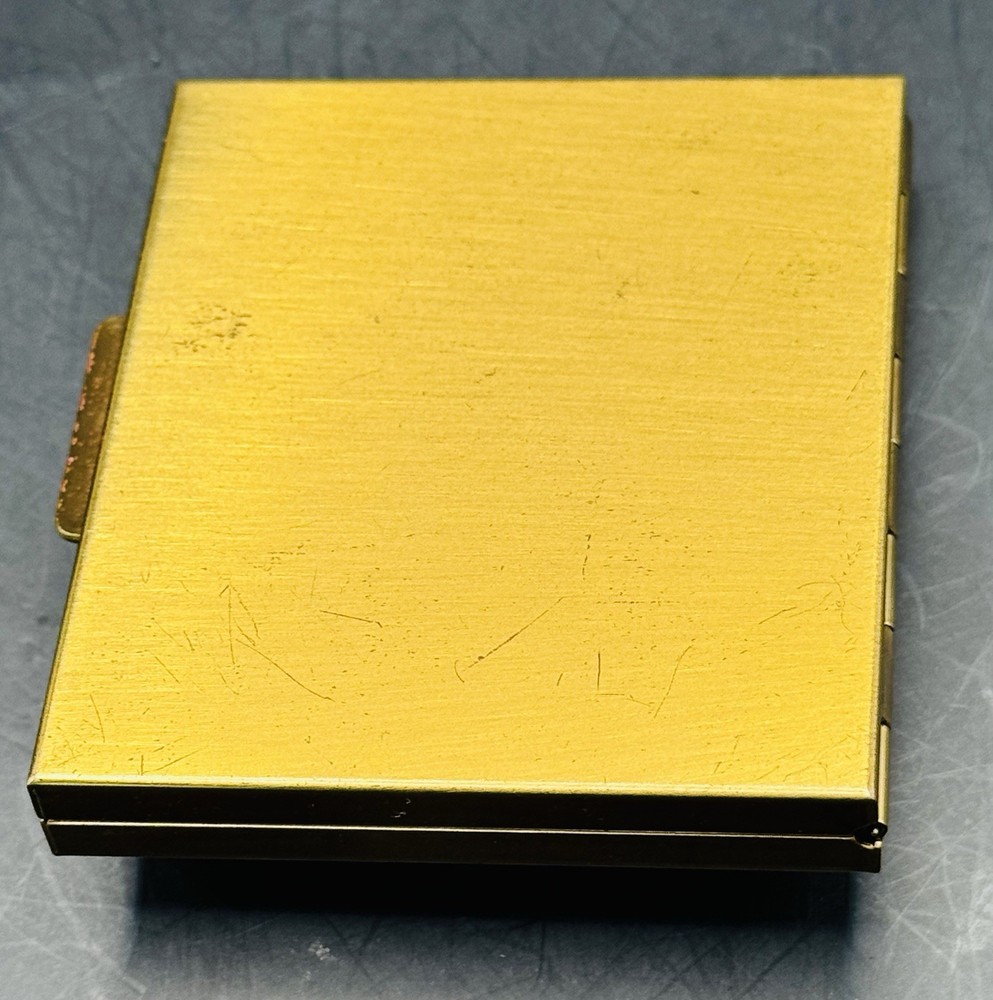 Vintage 1950s Brass Jeweled Compact Mirror Small Rectangular Mirror