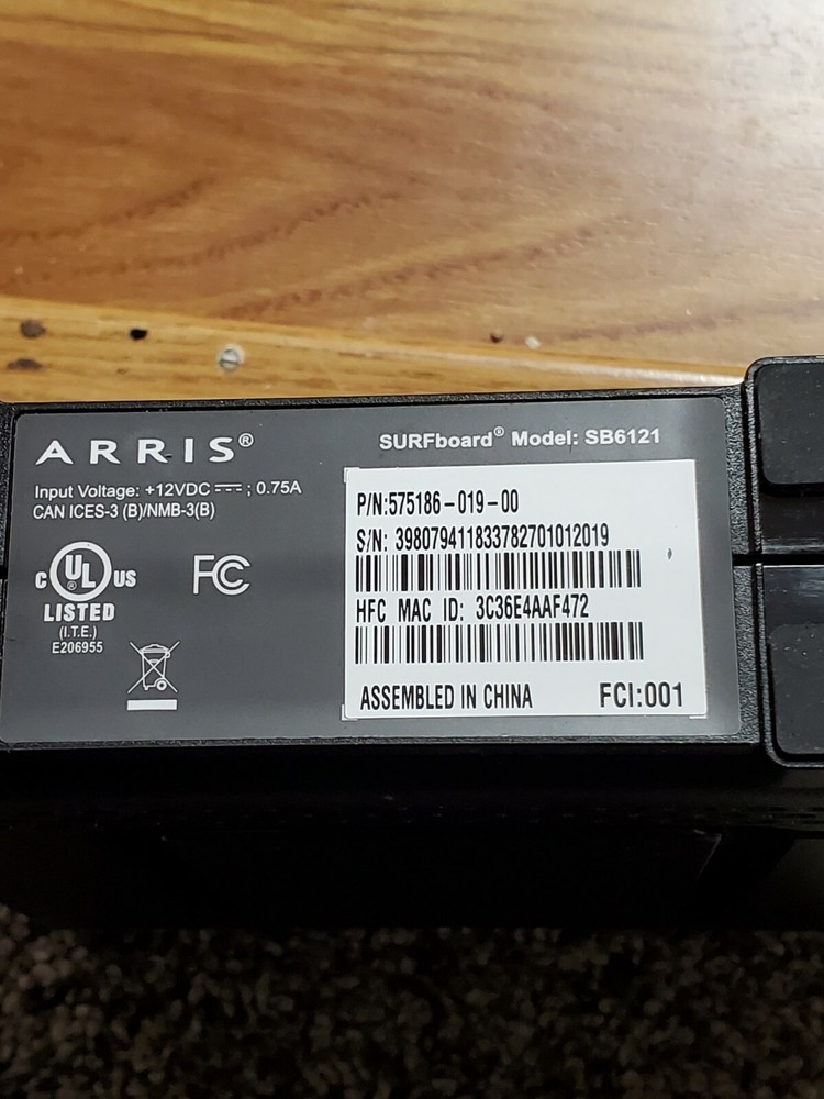 Arris SURFboard SB6121 No Cables Box Only