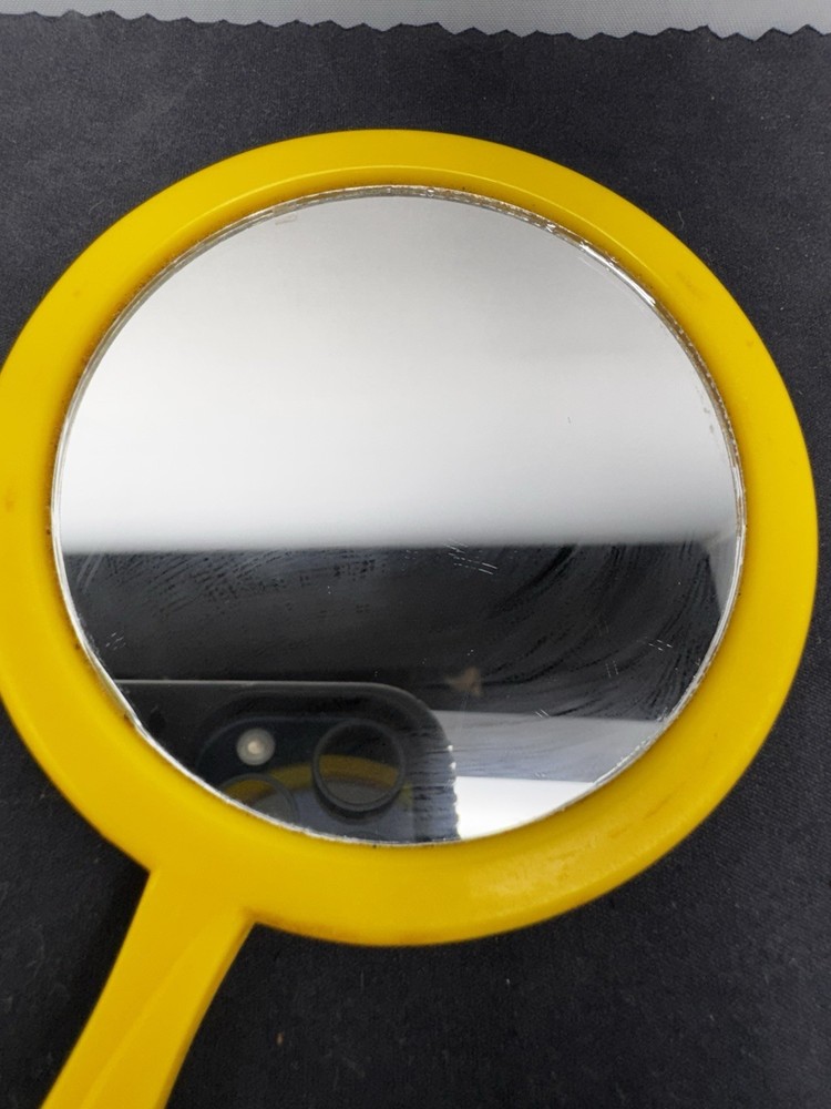 Vintage Smiley Face Yellow Handheld Mirror