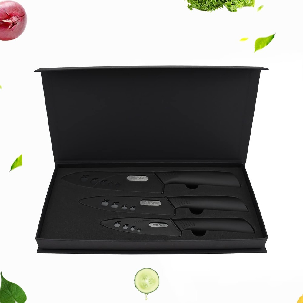 Kitchen Ceramic Knife Set Professional Knife With Sheaths, Super Sharp Rust P...