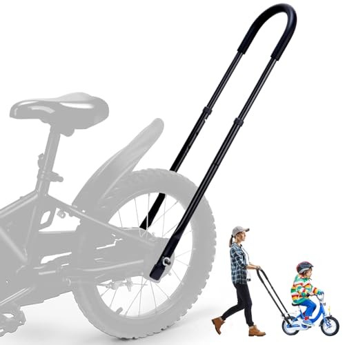 Professional Bike Training Handle, 6 Height Adjustable Push Handle for Black