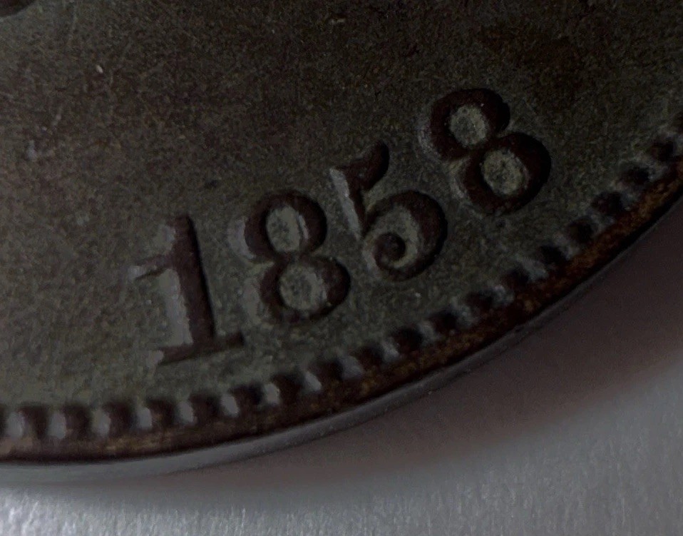 1858 LL Flying Eagle Cent RPD Unknown Variety Exact Coin Imaged #FLY82