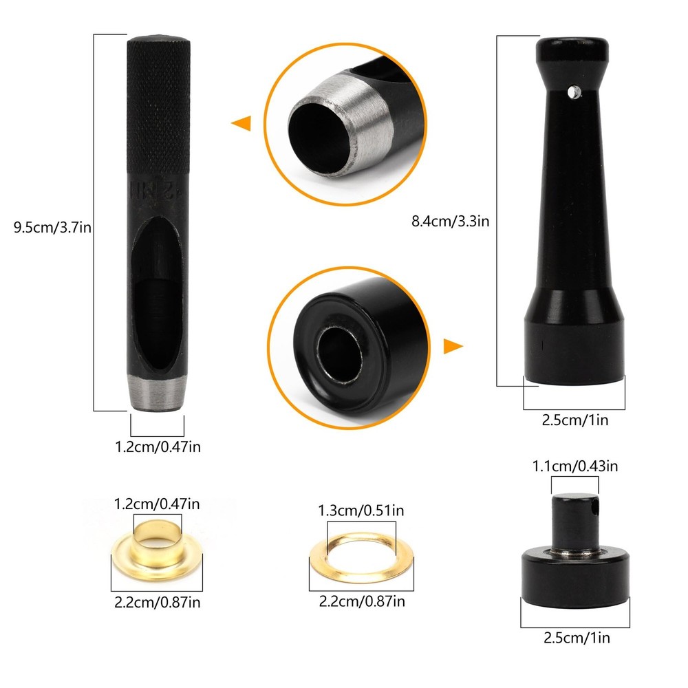 Grommet Tool Kit, 50 Sets 1/2 Inch Heavy Duty Rustproof Brass Eyelets Kit wit...