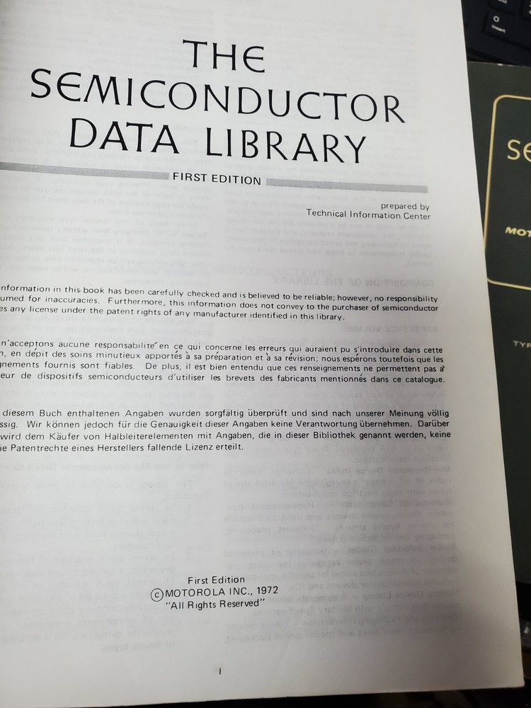 3-volume MOTOROLA SEMICONDUCTOR DATA LIBRARY 1st edition 1972