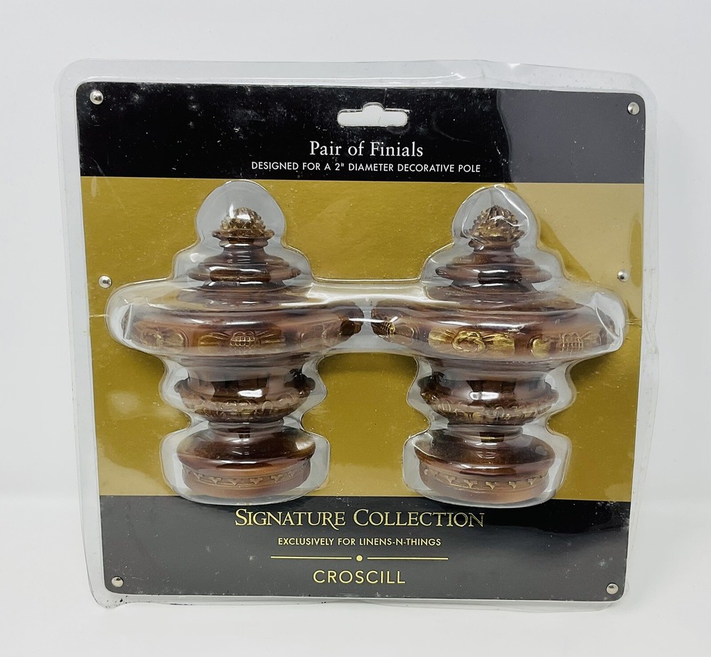 Croscill Signature Collection Finials For A 2" Diameter Decorative Wood Pole NIP