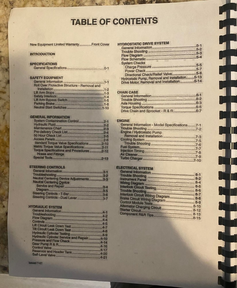Skid Steer Loader 2060 2070 Service Workshop Manual Mustang - Printed Manual