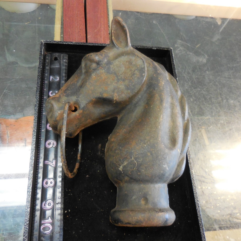 Vintage Cast Iron Horse Head Hitching Post Top With Ring