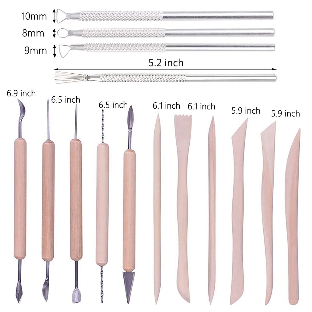 Polymer Clay Tools,25Pcs Pottery Sculpting Tools Set with Plastic Case for Ce...