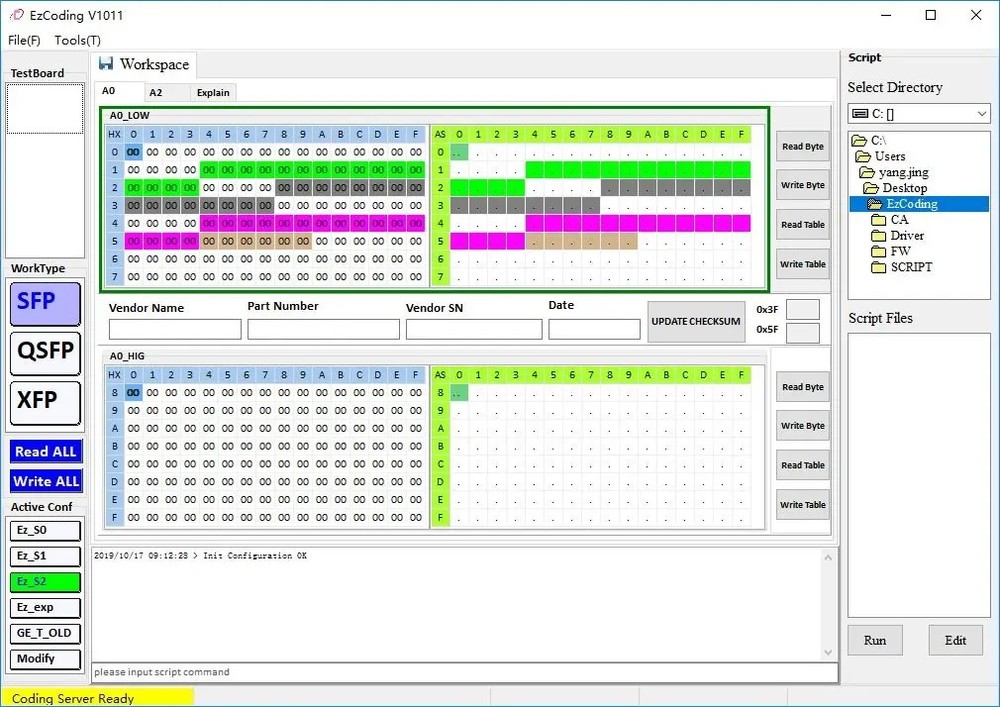 SFP QSFP Transceivers Programmer allows to corning and (re)programming sfp code