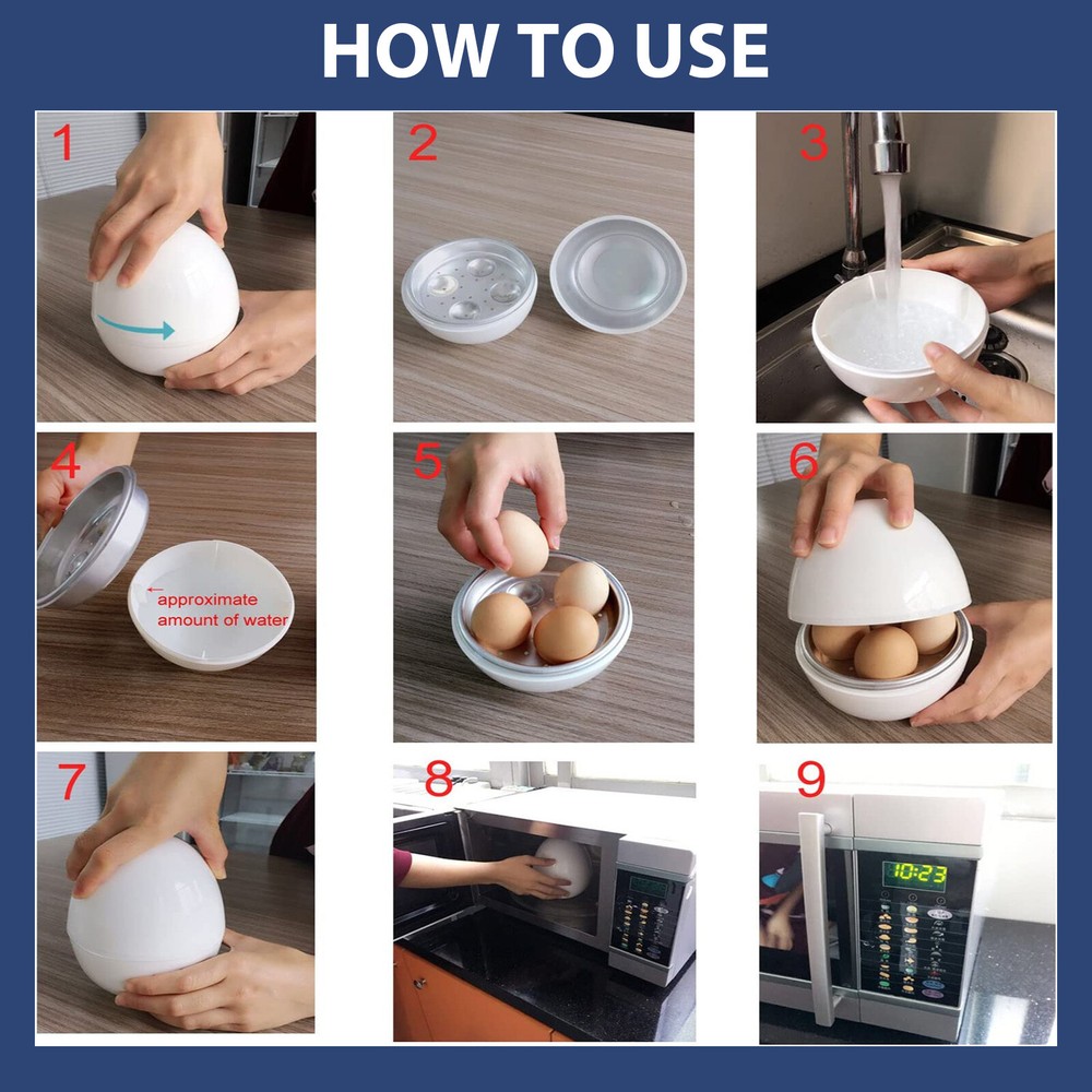 Safe &Harmless Microwave Egg Boiler Cooker Steamer Kitchen Cook Tool 4 Capacity