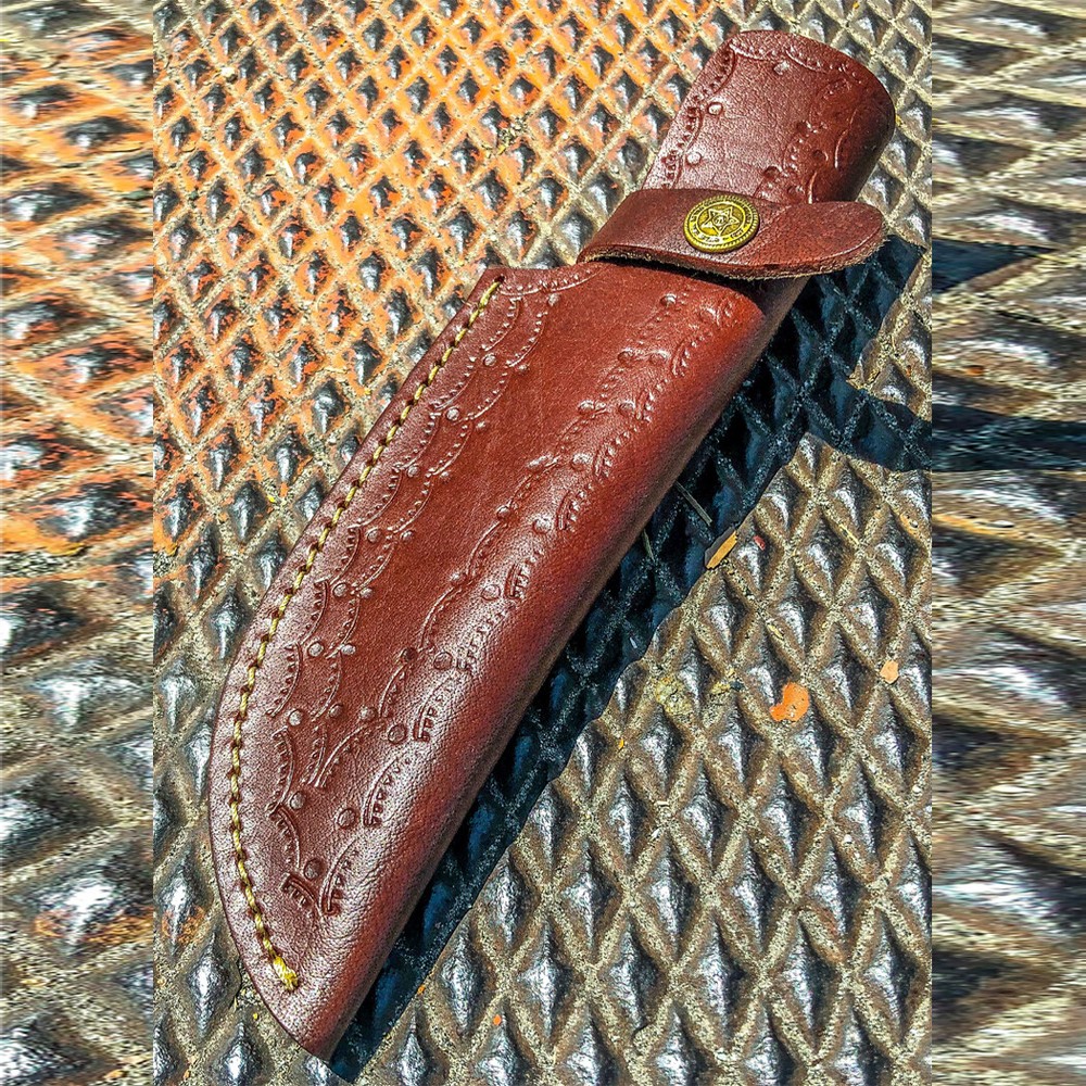 Handmade Real Leather Sheath For Fixed Hunting Blade Knife Engraved /Belt Loop