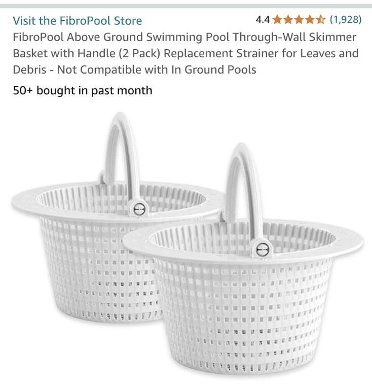 FibroPool Swimming Pool Skimmer Basket with Handle (2 Pack) Replacement Strainer