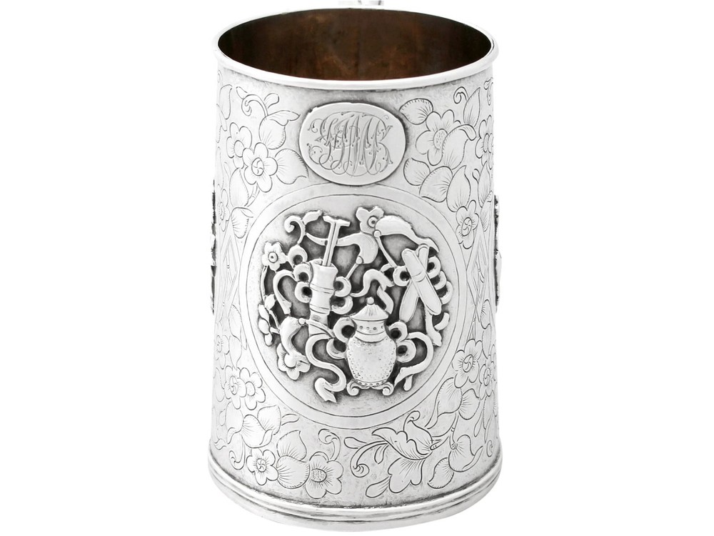 Chinese Export Silver Mug Antique Circa 1850
