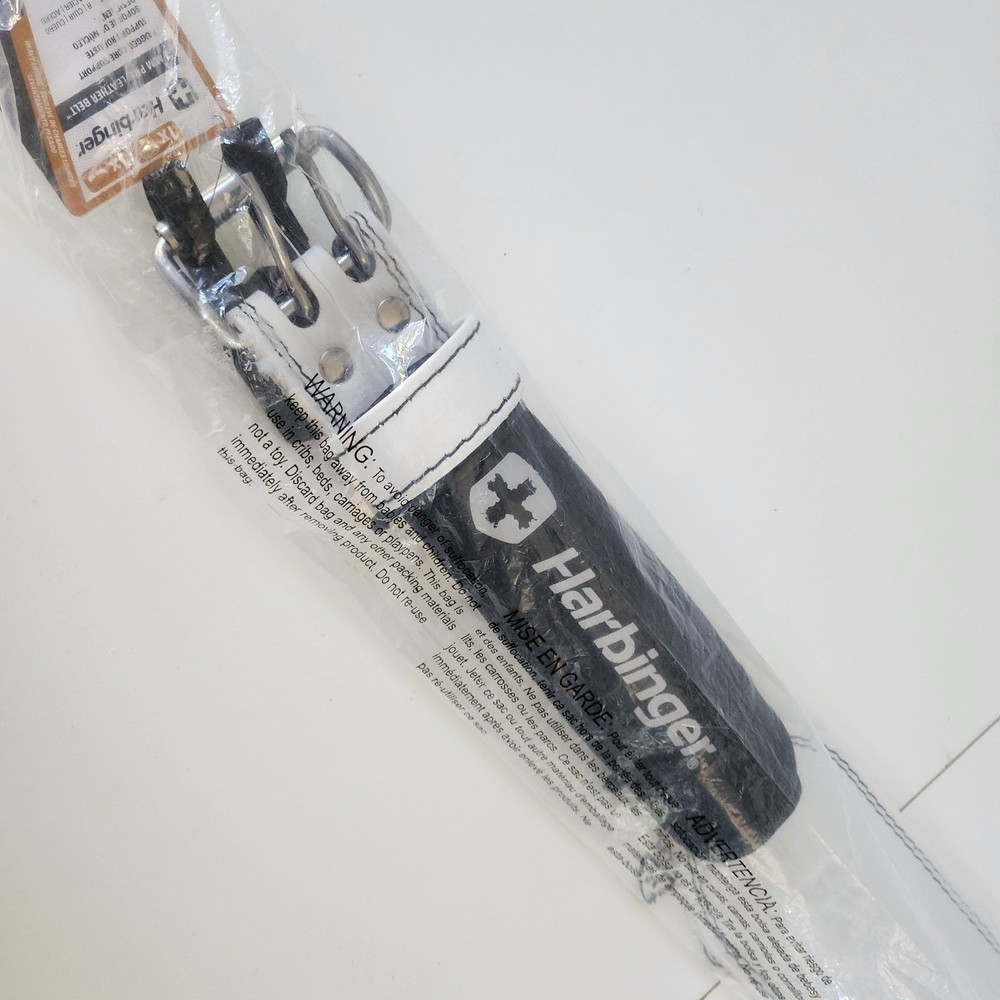 Harbinger 7mm Pro Leather Weightlifting Belt White Large Rugged Core Support NEW