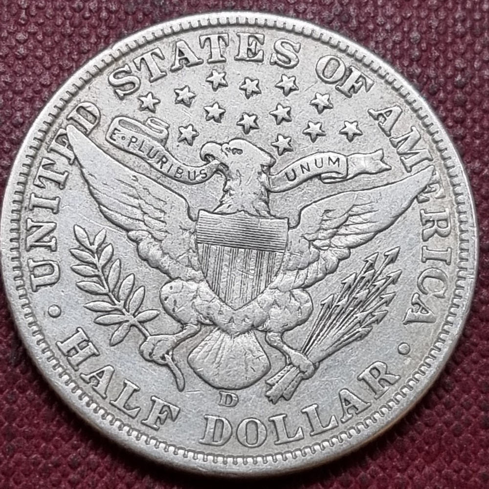 1908 D Barber Half 50c VF - XF #98771