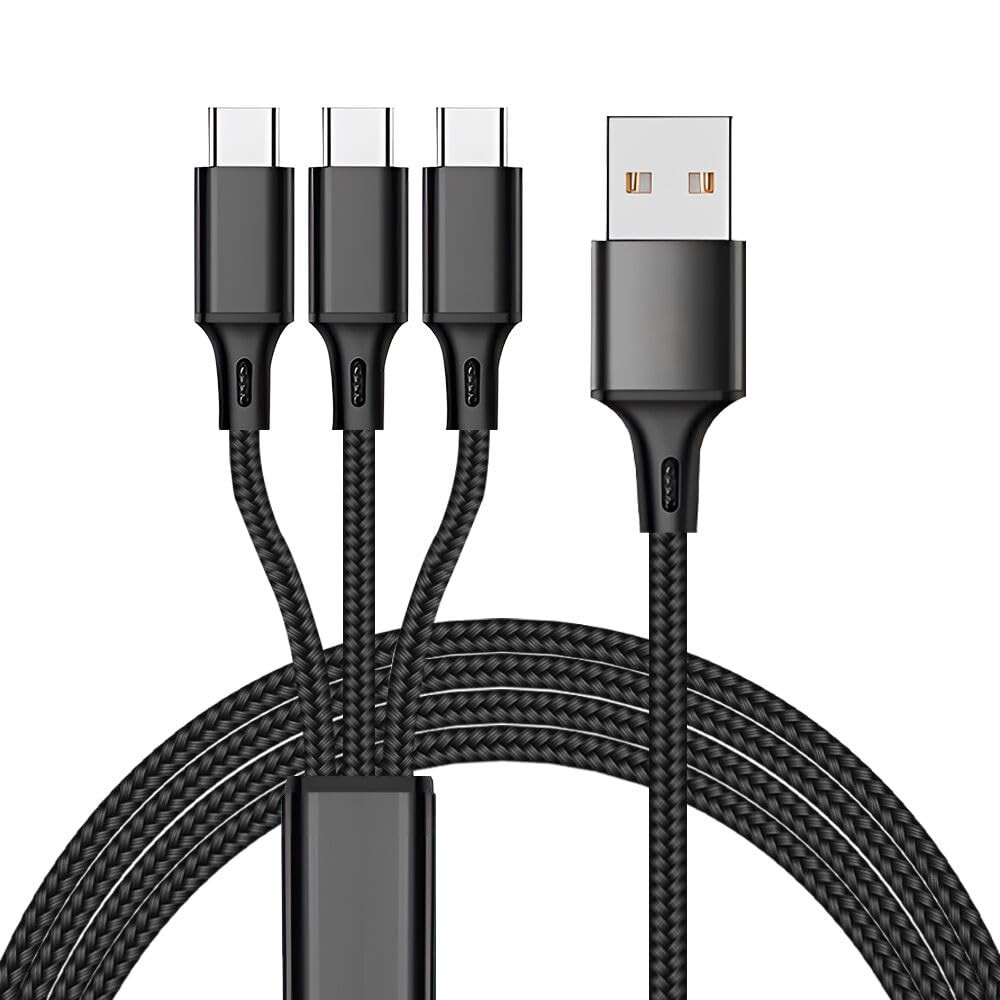 Multi USB-C Cable 4FT, 3 in 1 Multiple Type C Charging,3A Splitter Black