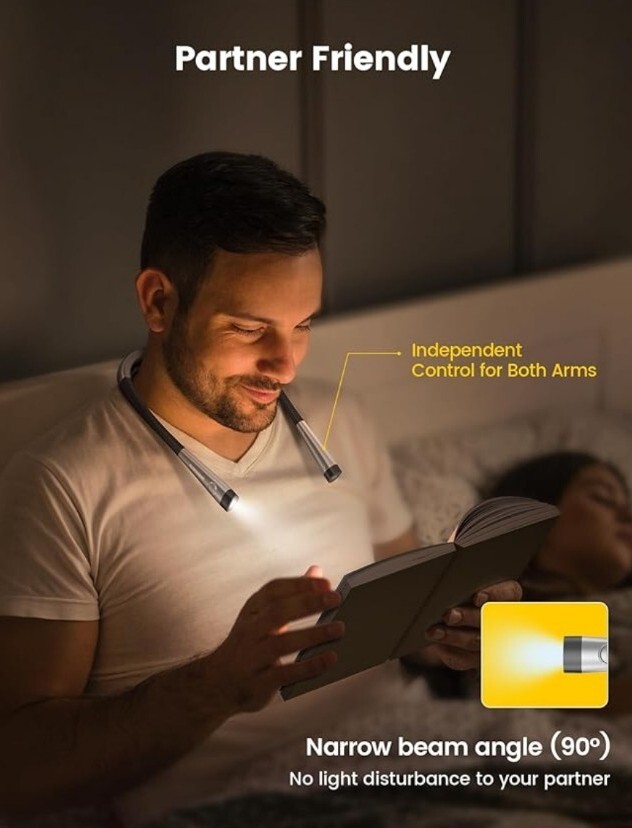 Glocusent LED Neck Light • Book Light for Personal Reading • Adjustable • NIB