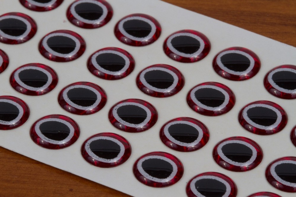 Erleng's Dome Eyes 3/8" - 48 pkg. Red - Black/White Pupil