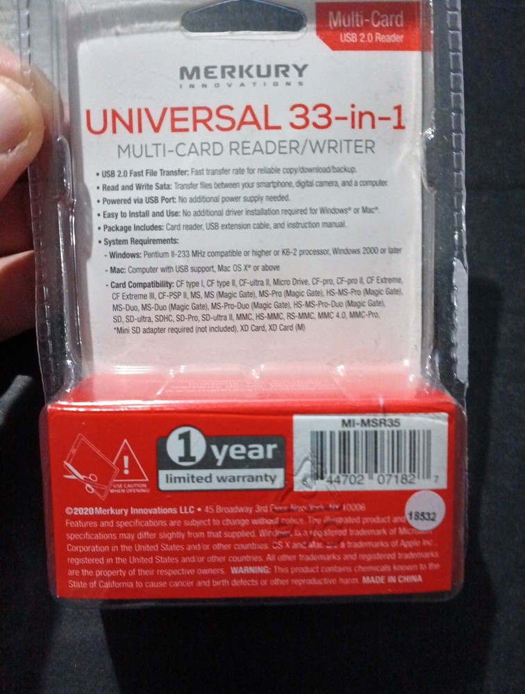 Merkury Universal 33-In-1 Multi-Card Reader/ Writer (MI-MSR35) -USB 2.0 Reader