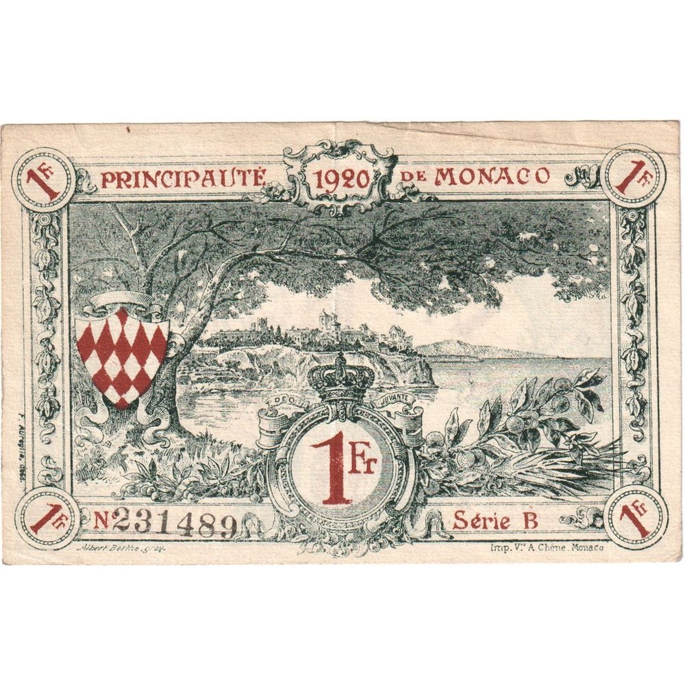 [#336731] Monaco, 1 Franc, 1920-03-20, VF