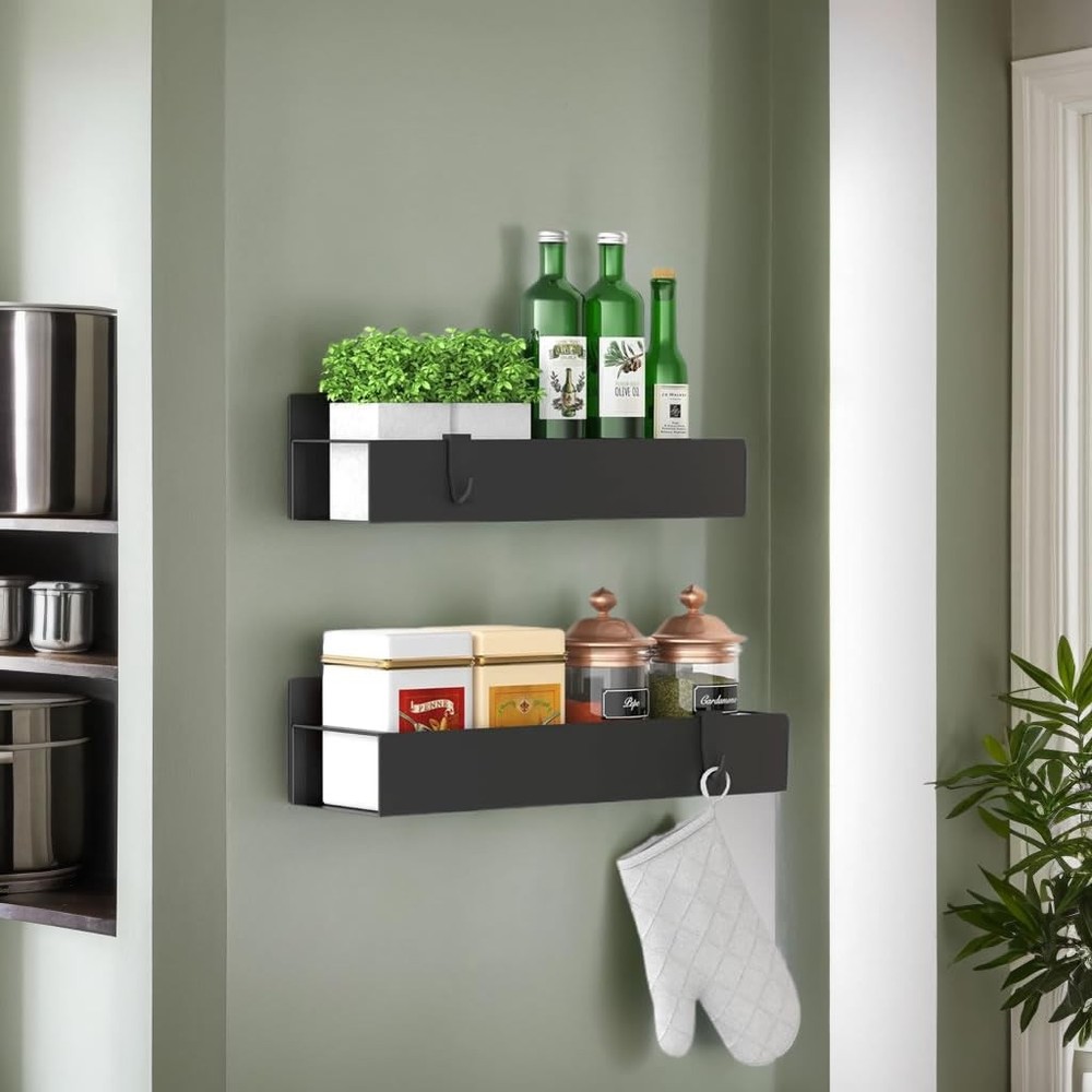 Easyhouse 2 Pack Magnetic Spice Storage Rack Organizer for 2 Pack, Black