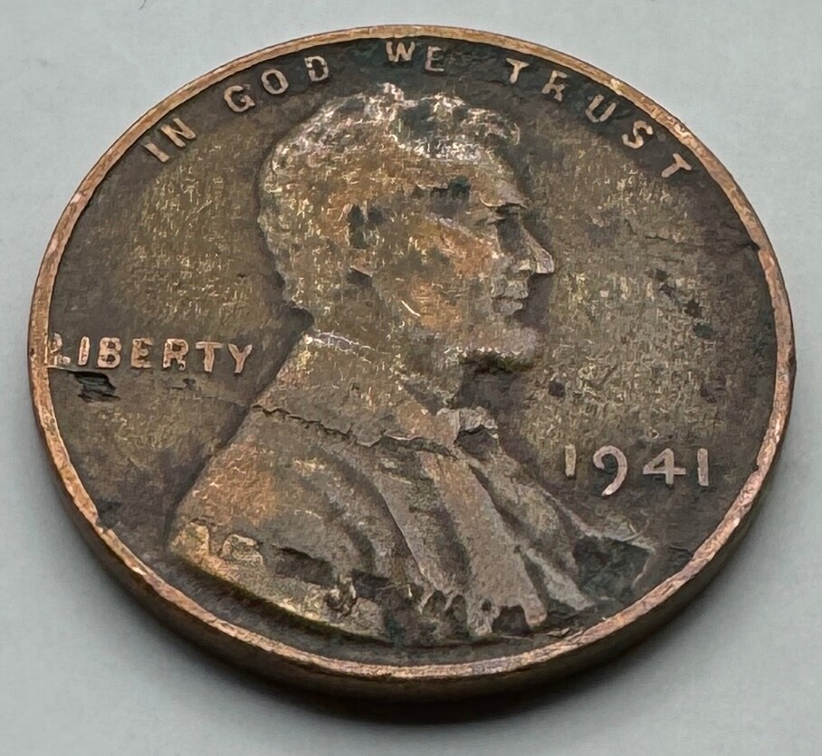 1941 Lincoln Wheat Cent Penny - 1C - One Cent - Lamination Error - Ships Free