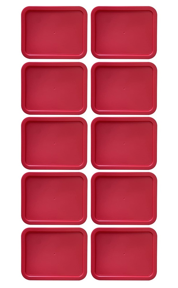 Replacement Lids for Pyrex 7210-PC Cover 3-Cup Rectangle Red 5.75x7.75" 10-Pack