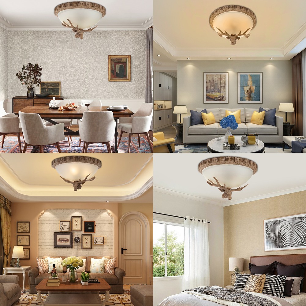 Ceiling Light, Flush Mount Lighting Fixture, 3-Light Ceiling Light Light Brown