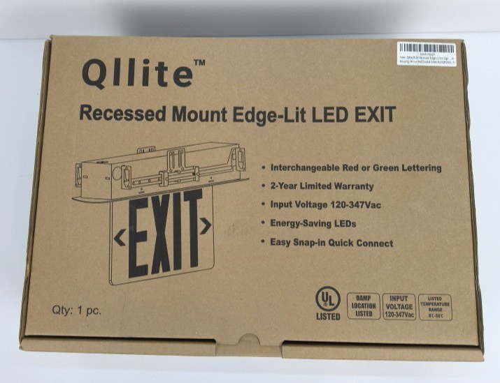 QLLITE RECESSED MOUNT EDGE-LITE LED EXIT SIGN NEW