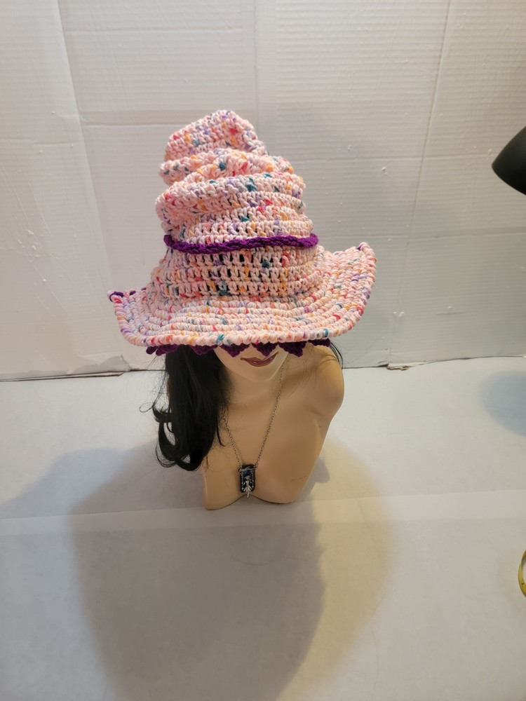 Handmade Crochet Pink Wizard Hat