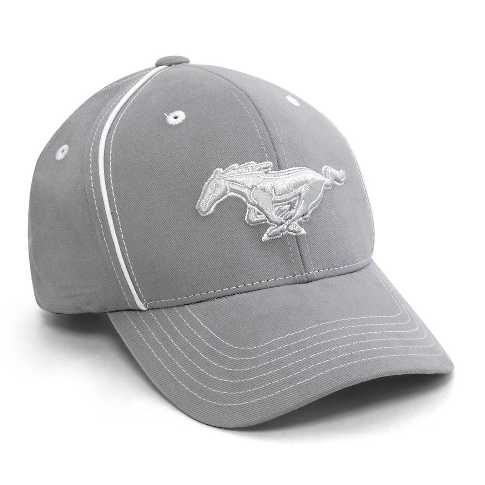 Ford Mustang Gray with White Pipe Trim Baseball Cap