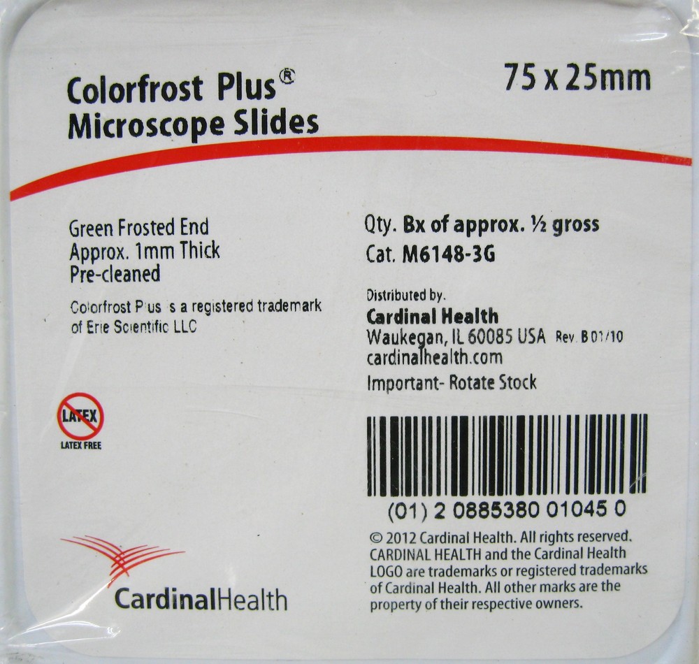 Colorfrost Plus Microscope Slides 75mm x 25mm Green Frosted End - Quantity -
