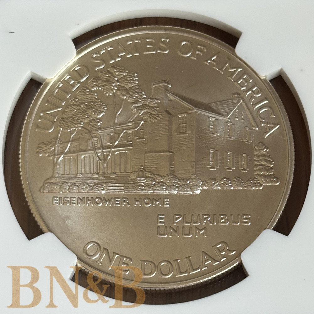 1990 W Eisenhower Centennial Silver Dollar NGC MS70