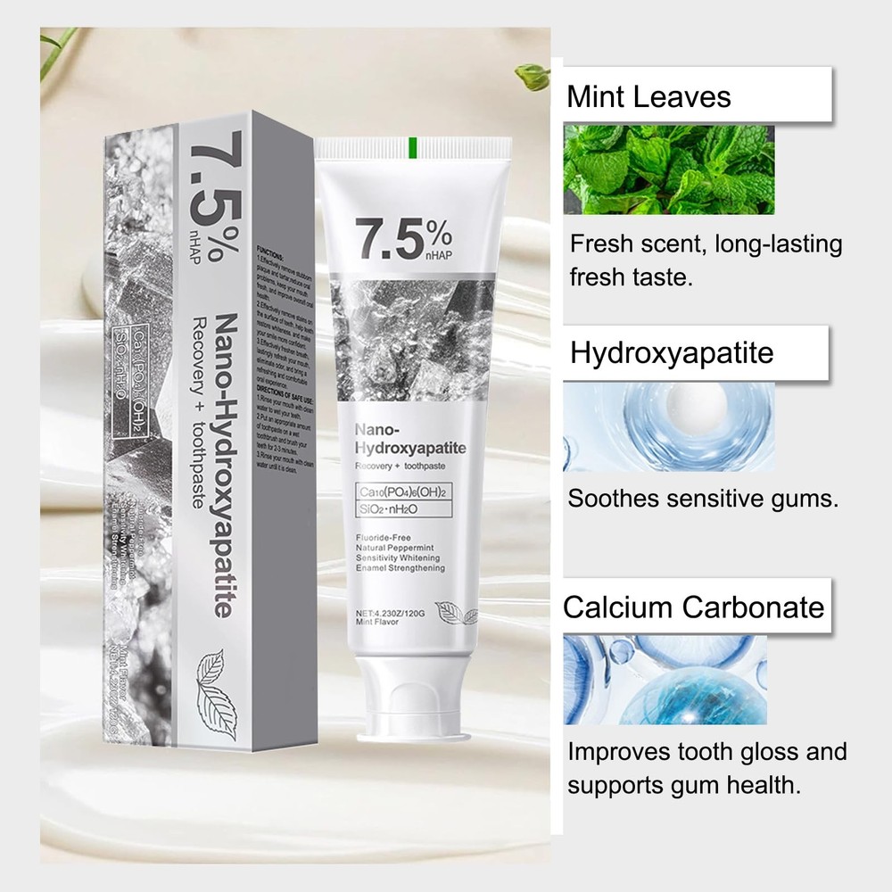 2Pcs Hydroxyapatite Toothpaste, Deep Cleaning 4.2 Fl Oz (Pack of 2)